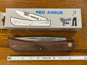 Honest Abe SB-2 Red Angus Single Blade Knife w/Wood Scales Japan