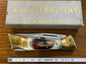 Wallace Cut. Co. K-442 "Sting Ray II" Lockback Knife w/Smooth Bone Scales Japan