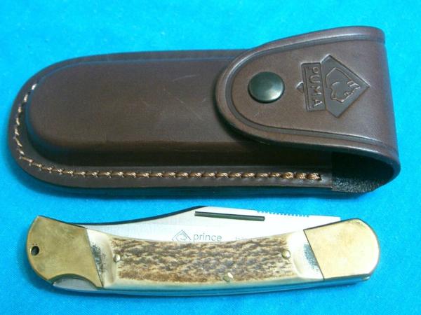 2007 STAG PUMA PRINCE GERMANY 210910 07/RC FOLDING HUNTER POCKET KNIFE KNIVES OLD SHEATH