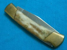 VINTAGE PARKER BONE LEOPARD JAPAN LOCKBACK FOLDING HUNTING SKINNING FOLDER POCKET KNIFE KNIVES OLD