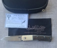 Johan Ellis Native..G10 & titanium liners..Rwl34 ..4"...Ivory G10 bolsters. Russian micarta scales