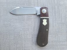 SALE Steenkamp Dogleg..3.5" .Rwl34..Crosscut Micarta bolsters & Green Canvas .coa&pouch