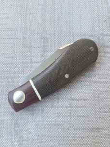 SALE Steenkamp Dogleg..3.5" .Rwl34..Crosscut Micarta bolsters & Green Canvas .coa&pouch