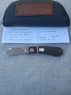 SALE Steenkamp Dogleg..3.5" .Rwl34..Crosscut Micarta bolsters & Green Canvas .coa&pouch