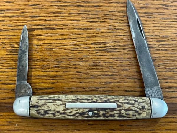 I*XL Wolstenholm 2-Blade Pen Knife w/Jigged Bone Scales England 