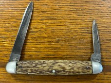I*XL Wolstenholm 2-Blade Pen Knife w/Jigged Bone Scales England 