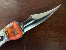 Unique Russian Prison Knife (RPK) Switchblade, Hand Painted Pin Up Girl Handle, Used 