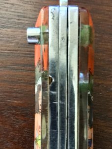 Unique Russian Prison Knife (RPK) Switchblade, Hand Painted Pin Up Girl Handle, Used 