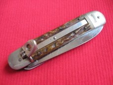 Rare Vintage German 2 Blade Bonsa Leverlock Switchblade Knife