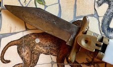 Rare 1950's ELEX Japan Lever Lock Swing Guard Switchblade Knife, Used