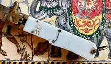 Rare 1950's ELEX Japan Lever Lock Swing Guard Switchblade Knife, Used