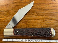 Battle Axe Shouse & Hardin "The Conqueror" Single Blade Coke Bottle Knife w/Pick Bone Scales Germany