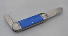 Rough Ryder Sunfish Mint Blue Micarta Stainless Bolsters Brass Liners 2 Blades Mint 4 1/8" Closed