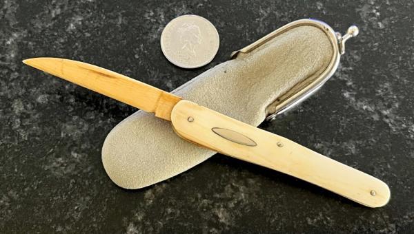 Unique All Ivory Handle, Spine and Wharncliffe Blade Vaccination Knife 