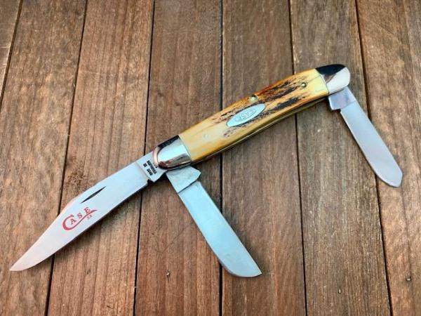 Case Stockman 5347HP Stag Red Blade Etch 1978 Set 2 Case Stockman 5347HP Stag Red Blade Etch 1978 Set 2