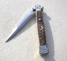 NEW A.G.A. CAMPOLIN 11" MALTESE GENUINE STAG MODIFIED BAYONET BLADE SOLID NICKEL SILVER BOLSTERS 