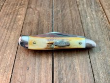 Case Peanut #5220 Stag Red Blade Etch 1978 Set 2 