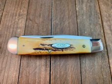Case Trapper #5254 Stag Red Blade Etch 1978 Set 3 