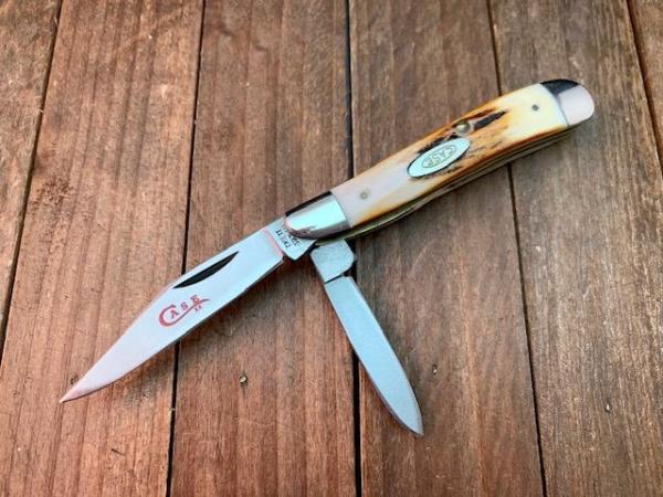 Case Peanut #5220 Stag Red Blade Etch 1978 Set 3 Case Peanut #5220 Stag Red Blade Etch 1978 Set 3