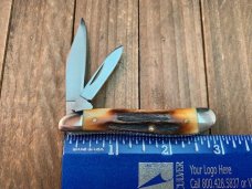 Case Peanut #5220 Stag Red Blade Etch 1978 Set 3
