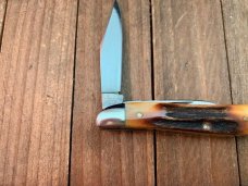 Case Peanut #5220 Stag Red Blade Etch 1978 Set 3