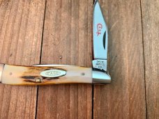 Case Peanut #5220 Stag Red Blade Etch 1978 Set 3