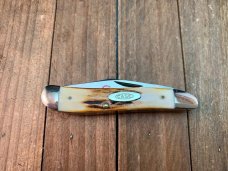 Case Peanut #5220 Stag Red Blade Etch 1978 Set 3