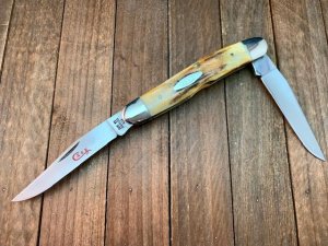 Case Genuine Muskrat Stag Red Blade Etch 1978 Set 3