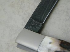 Hand Made Tak Fukuta SM-352 Japan Stag Damascus Lockback Knife