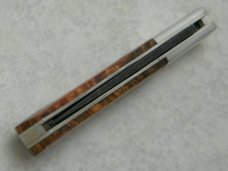 Hand Made Tak Fukuta SM-353 Japan Burl Wood Damascus Lockback Knife