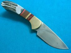 CUSTOM BUCK 113 FIXED BLADE EDC STAG LEOPARDWOOD RED GOLD STONE HUNTING SKINNING KNIFE KNIVES SHEATH