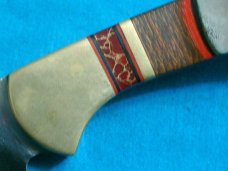 CUSTOM BUCK 113 FIXED BLADE EDC STAG LEOPARDWOOD RED GOLD STONE HUNTING SKINNING KNIFE KNIVES SHEATH