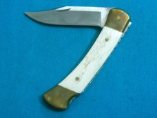 FILEWORK CUSTOM BONE BUCK 110 LOCKBACK HUNTING SKINNING SURVIVAL EDC FOLDING KNIFE KNIVES SHEATH