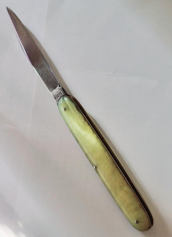 RARE VINTAGE, ANTIQUE,1920's REMINGTON R8085 CELLULOID SCALES SINGLE BUTTON AUTO KNIFE