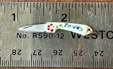 Vintage Miniature Vendetta Knife, France, Hand Painted Handle, Tiny Mini Fob