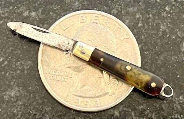 Vintage Miniature Folding Knife, Germany Or England, Tortoise Shell Handle, Tiny Mini Fob