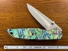 Mid Frame Folding Knife w/Abalone Scales 