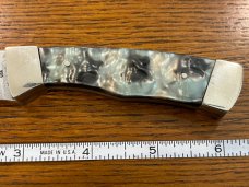 Parker USA Trailing Point Hunting Knife w/Damascus Blade & Celluloid Scales 