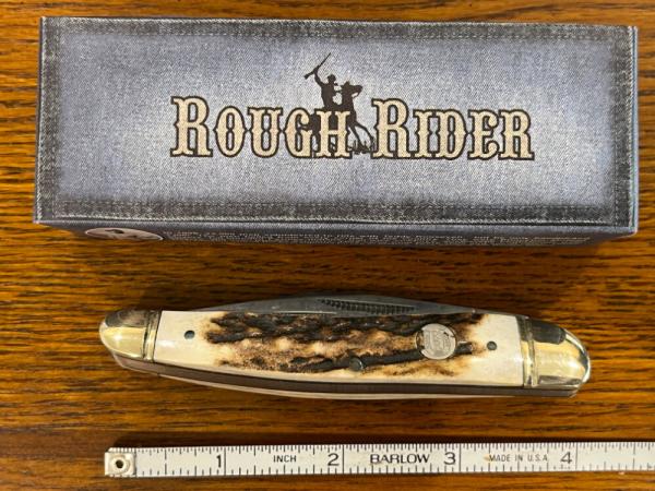Rough Rider RR053 3-Blade Whittler w/Stag Scales 