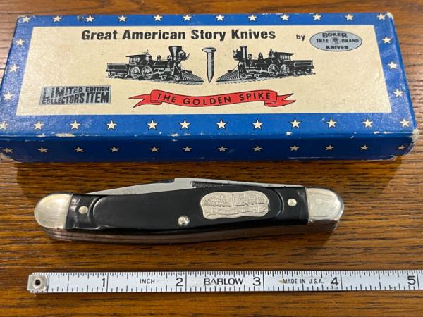 Boker USA Great American Story #1776 "The Golden Spike" Stockman w/Black Delrin Scales SN#07276
