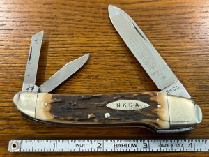 Kissing Crane Robert Klaas Limited Edition NKCA 1981 3-Blade Gunstock w/Stag Scales SN#0718 Germany