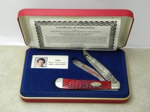 Case XX SS USA 2 Dot 1988 Red Bone 6254 SS Trapper Bill Elliott Commemorative Knife in Box