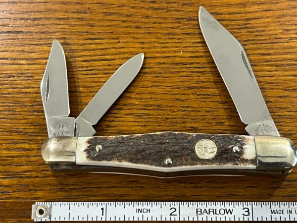 Kissing Crane Robert Klaas 1442 3-Blade Folding Knife w/Stag Scales Germany