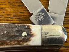 Kissing Crane Robert Klaas 1442 3-Blade Folding Knife w/Stag Scales Germany
