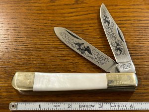 American Blade Ltd Ed "Yours For Life" 2-Blade Trapper Knife w/MOP Scales SN#500 Japan