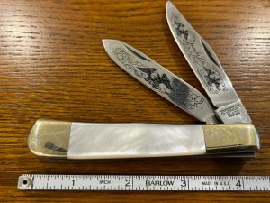 American Blade Ltd Ed "Yours For Life" 2-Blade Trapper Knife w/MOP Scales SN#044 Japan