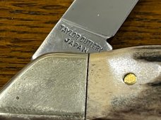 Taylor Cutlery Elk Horn 1980 "Shark" Single-Blade Lockback Knife w/Stag Scales Japan 