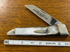 TSCO "Space Shuttle Columbia" Single-Blade Pen Knife w/Black Lip MOP Scales Japan