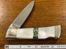 Taylor Cutlery Elk Horn 1981 Single-Blade Lockback Knife w/MOP & Abalone Scales Japan 