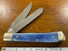 United Cutlery Boker UC9183 "Blue Injun" 2-Blade Trapper w/Serrated Blade & Blue Bone Scales Germany